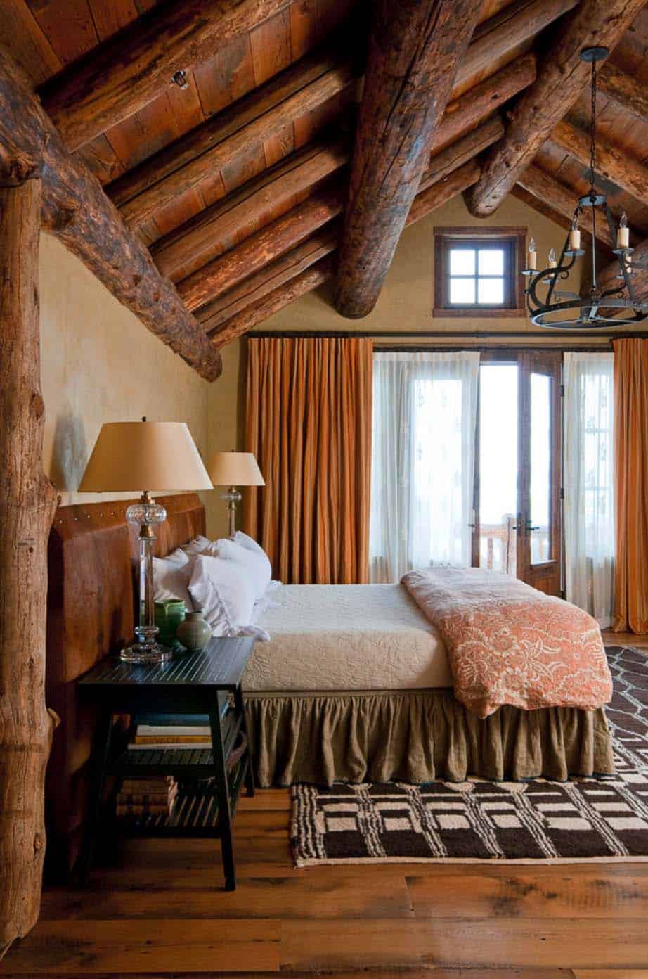 Log Bedframe In Cabin Bedroom Decor