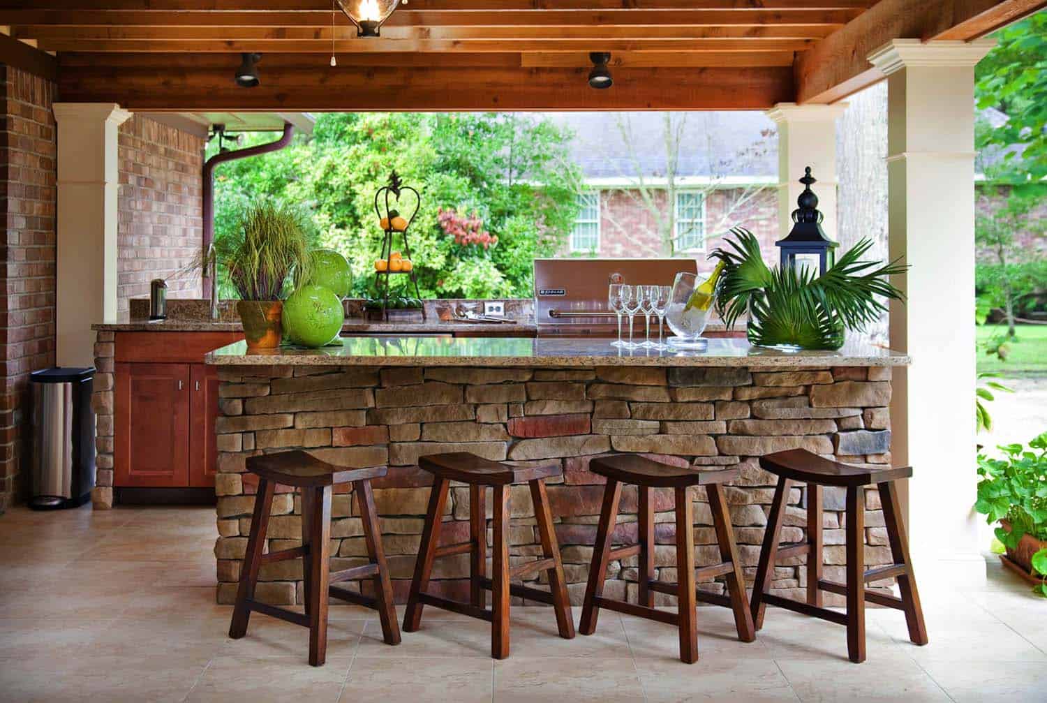 outdoor bar kitchen with drawer