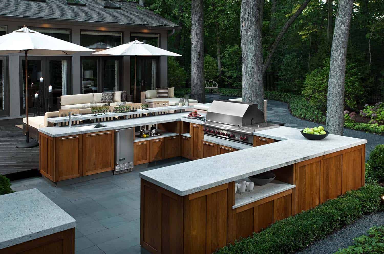 outdoor kitchen with a bar ideas