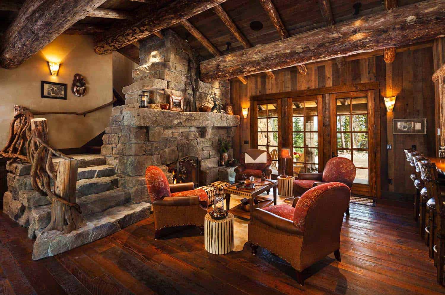 Rustic log cabin luxury defined in this Rocky Mountain getaway