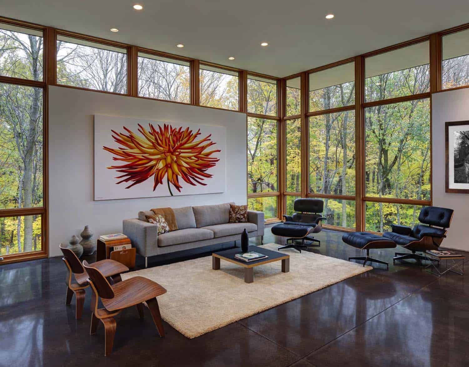 Visually striking modern refuge surrounded by forest in Wisconsin