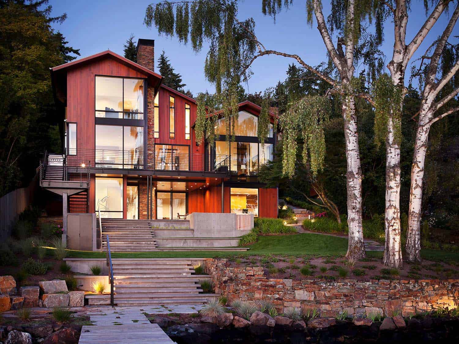 Contemporary hillside home designed for family living on Mercer Island