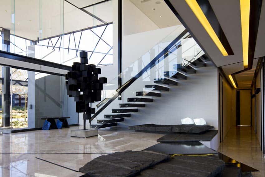 contemporary home entry with a staircase