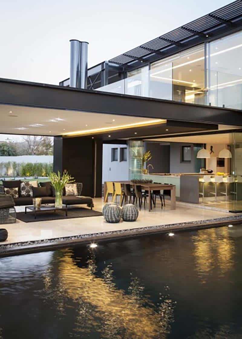 contemporary glass house pool