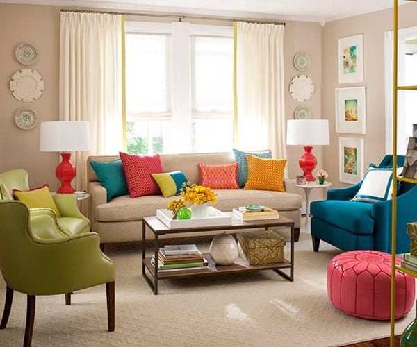 16 Energetic and colorful living room design ideas