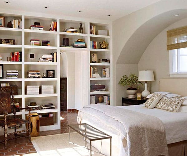 Decorate Your Bedroom With Bookshelves, Bookcase Around Bed