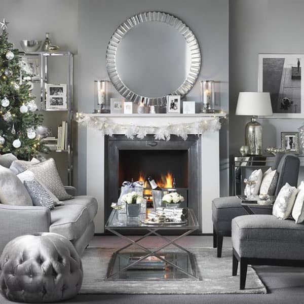Modern Christmas Decorated Living Rooms-14-1 Kindesign
