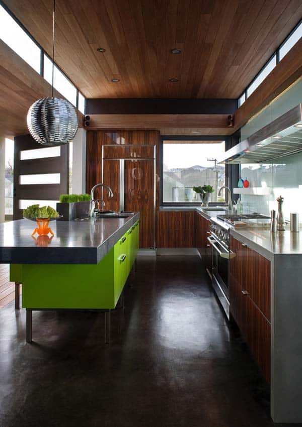 Stylish Kitchens With Concrete Countertops, Mid Century Modern Concrete Countertops