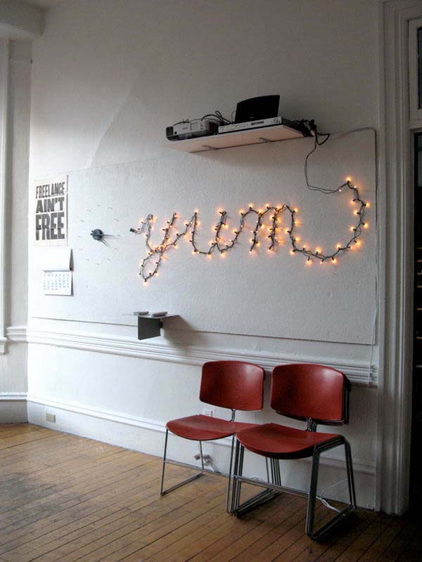 45 Inspiring Ways To Decorate Your Home With String Lights - Wall Lantern Decor Ideas
