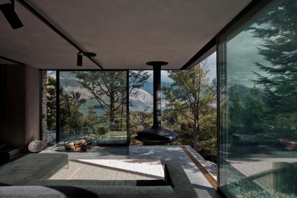 featured posts image for Modern stone and glass mountain retreat in New Zealand