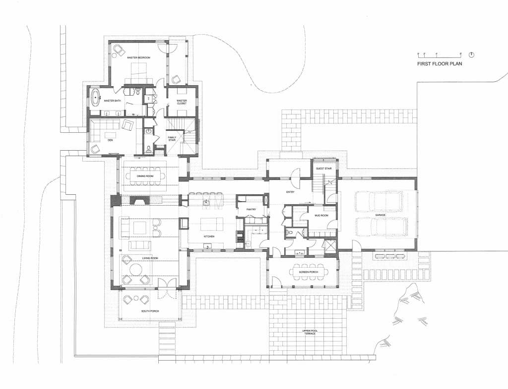 New England farmhouse first floor plan