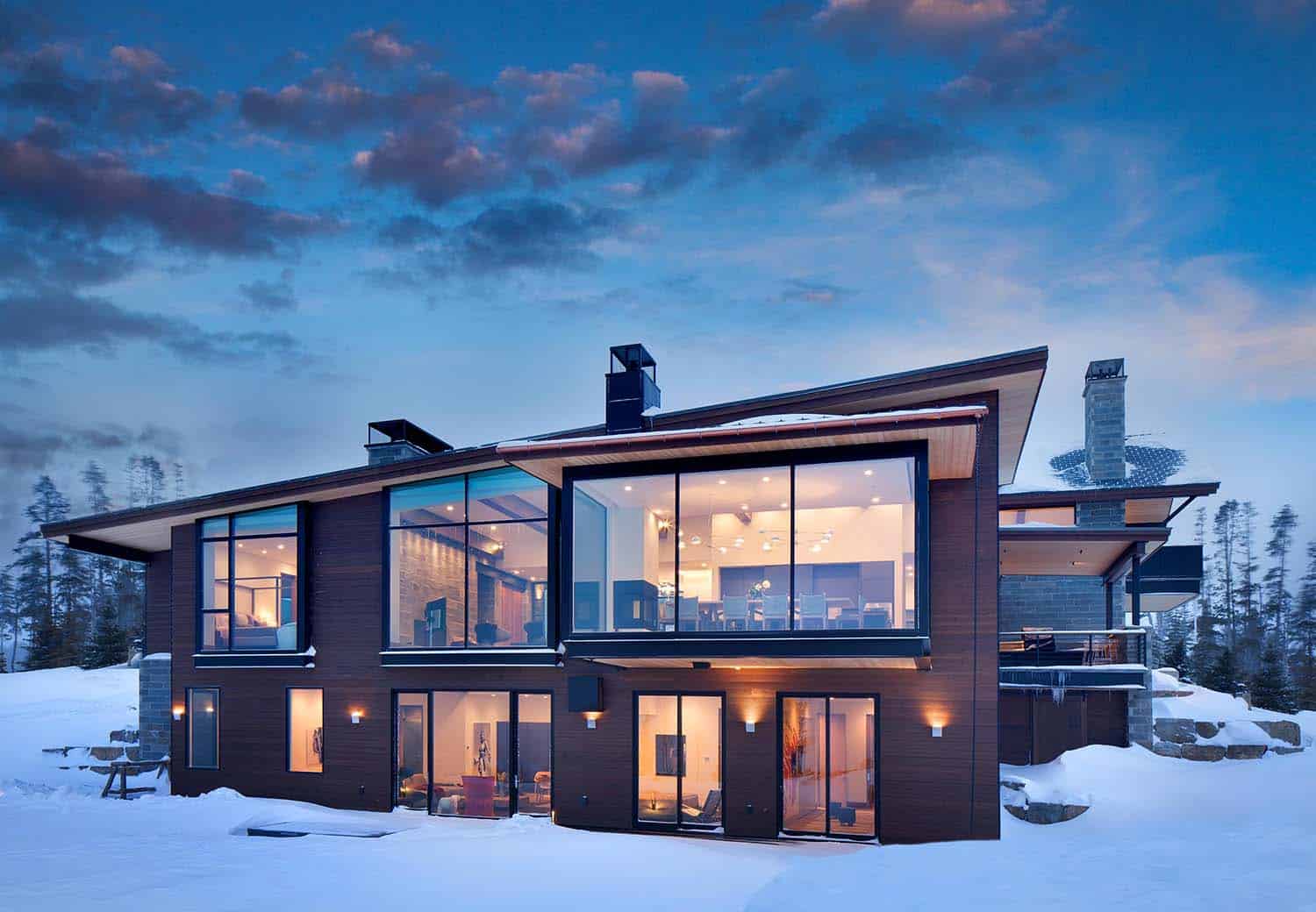 Modern mountain living full of transparency and light in Big Sky, Montana