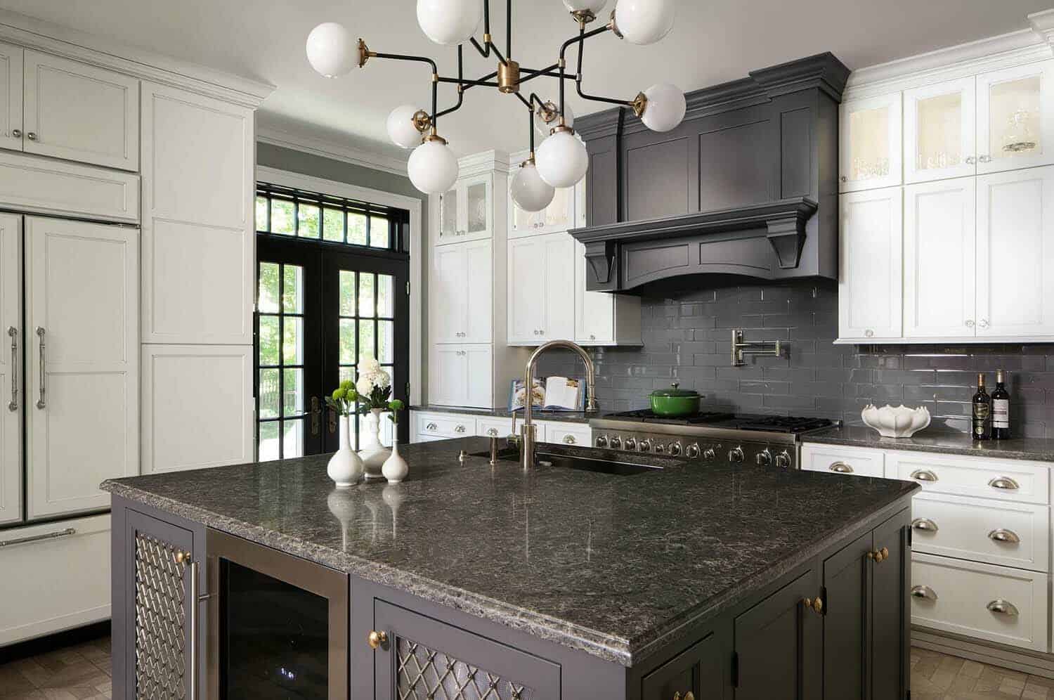30 Stylish And Elegant Kitchens With, Dark Brown Granite Countertops With Gray Cabinets