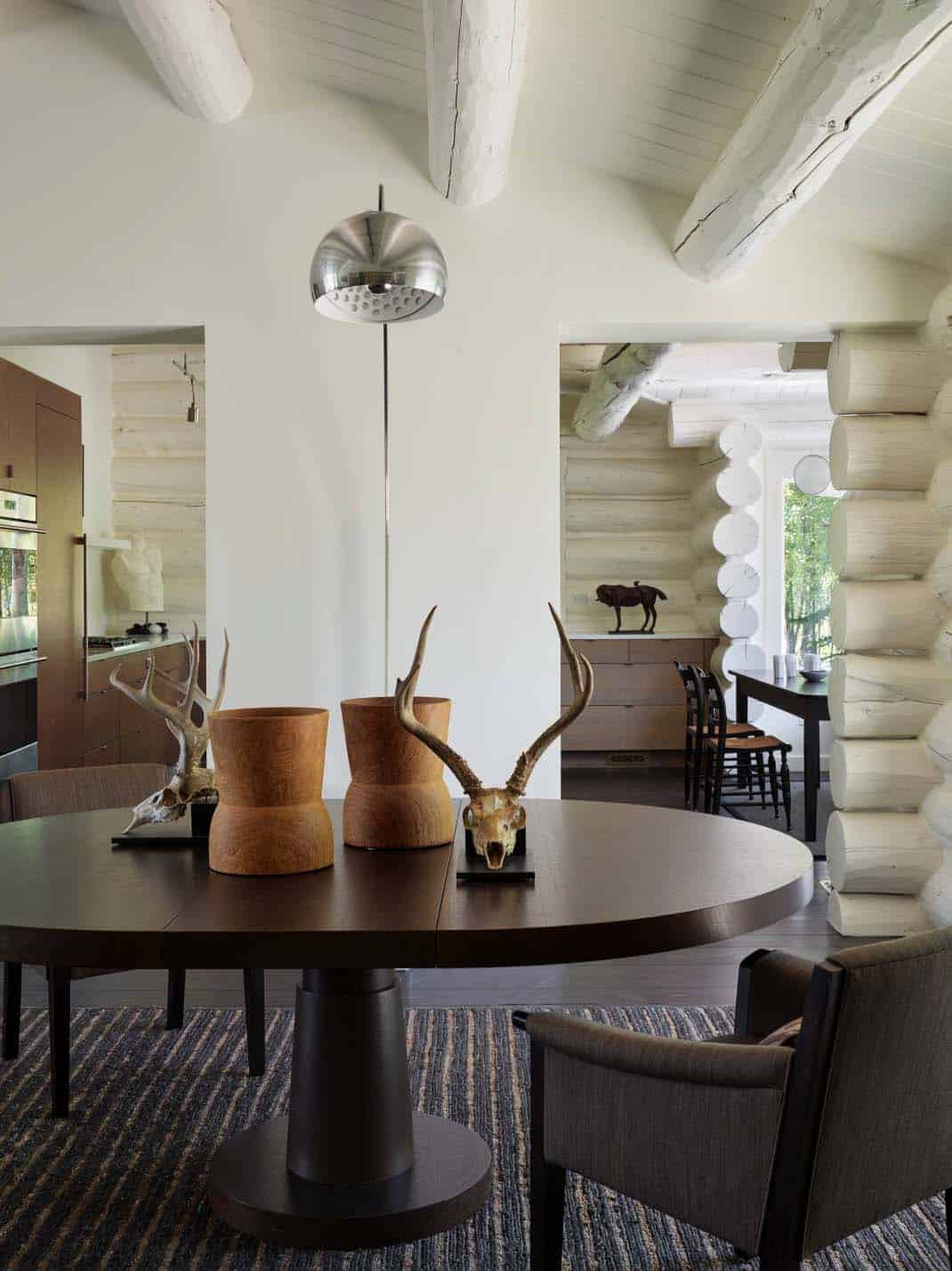 contemporary-rustic-log-cabin-dining-room