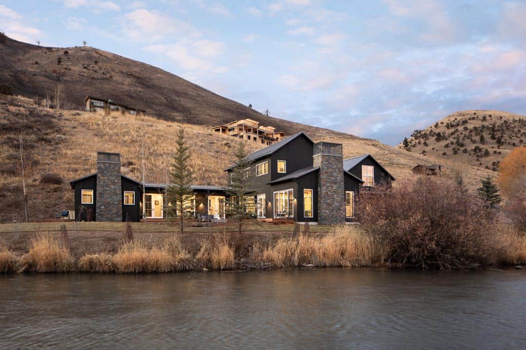 Modern farmhouse residence in Wyoming boasts serene creekside setting