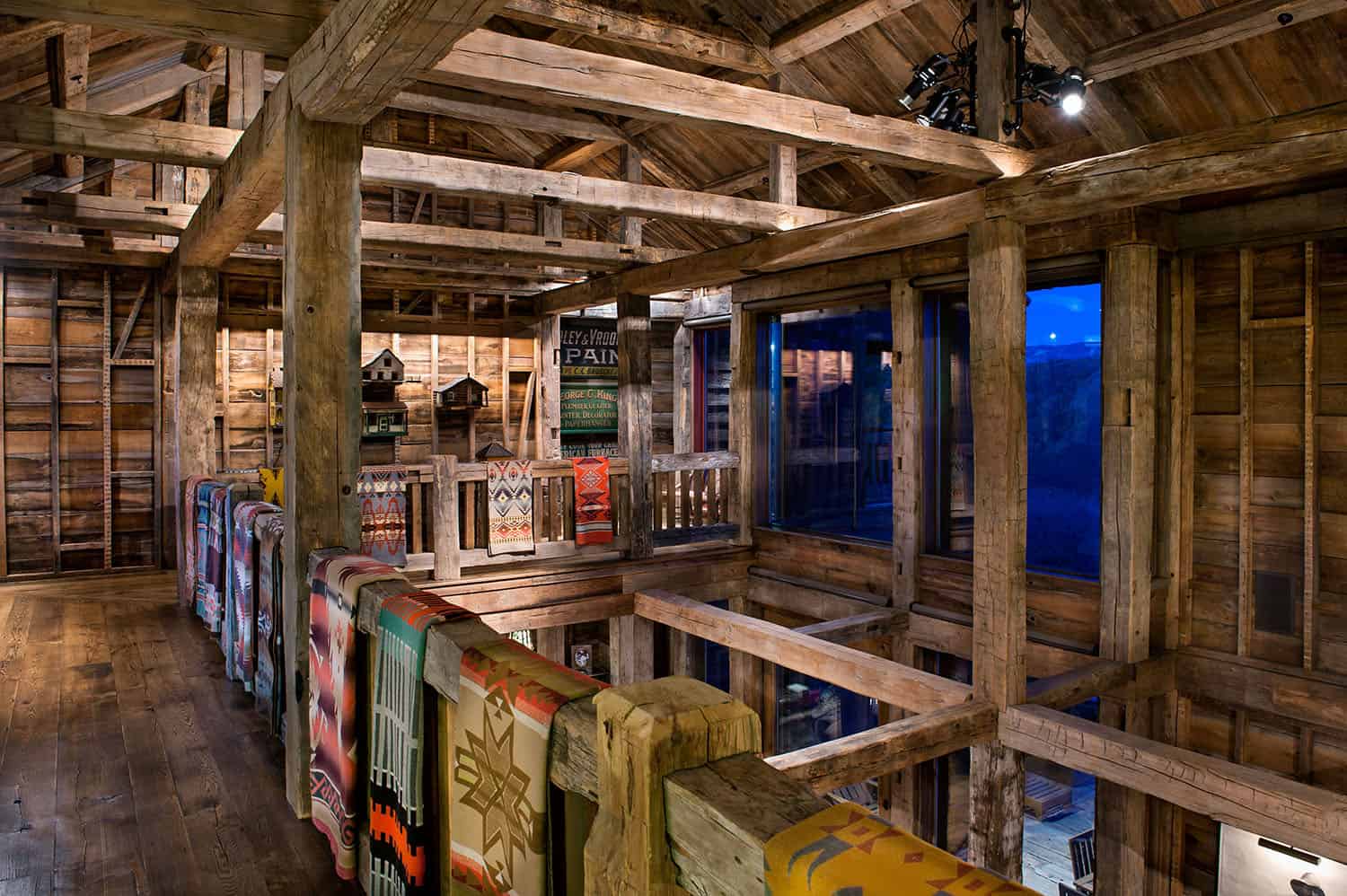 rustic-barn-house-upstairs-navajo-rugs