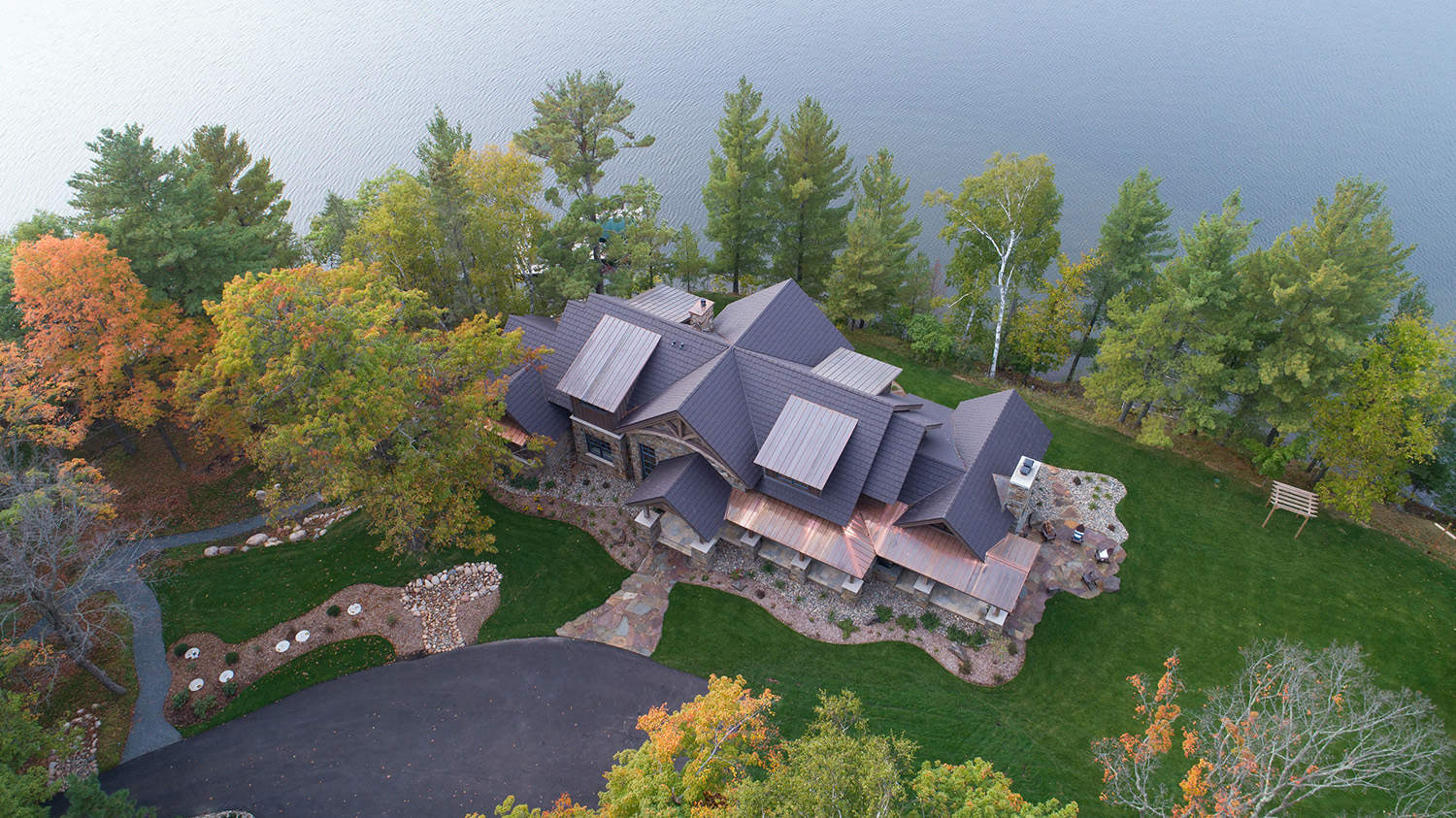rustic-lake-house-retreat-exterior-aerial-view