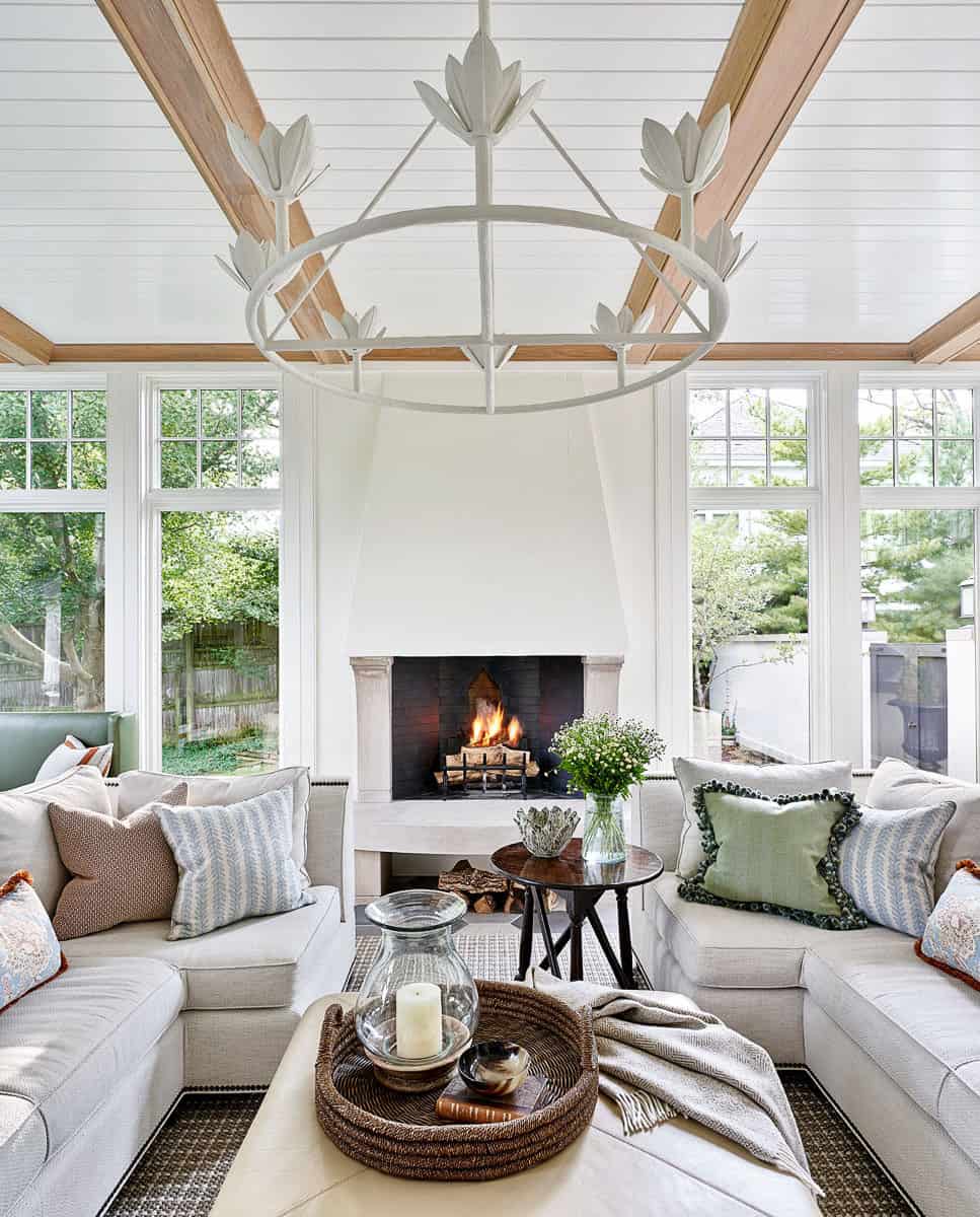 traditional-sunroom-with-fireplace