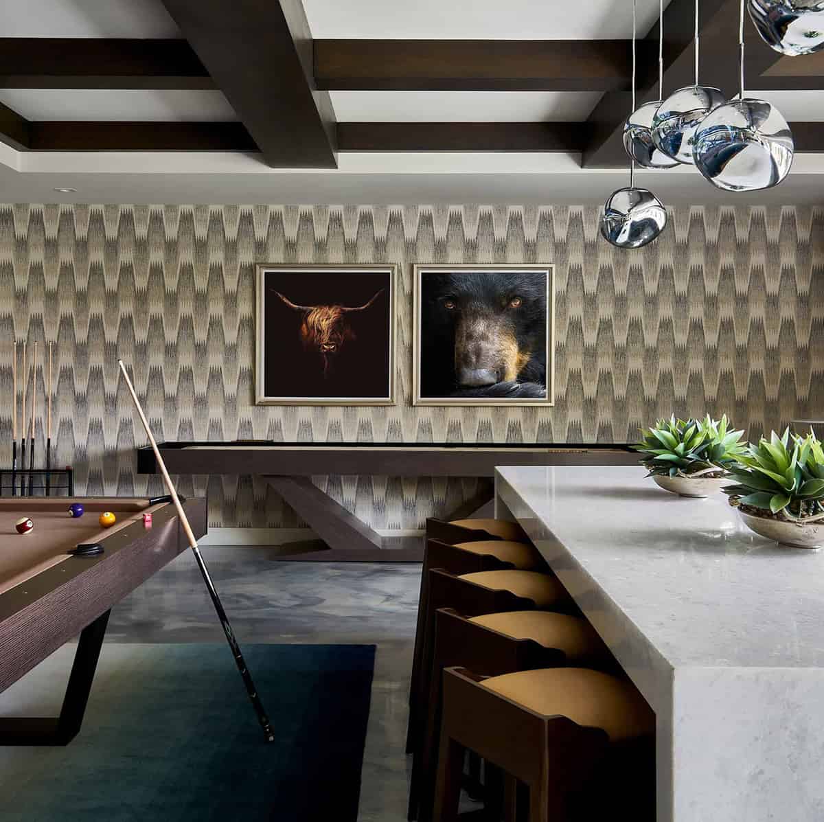 mountain-modern-basement-home-bar-with-a-pool-table