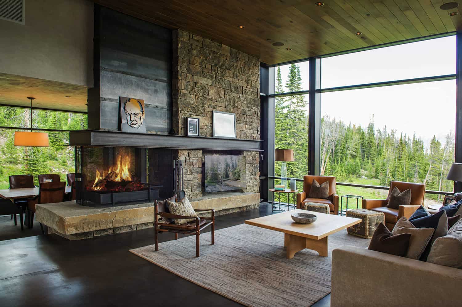 rustic-living-room-with-a-stacked-stone-fireplace