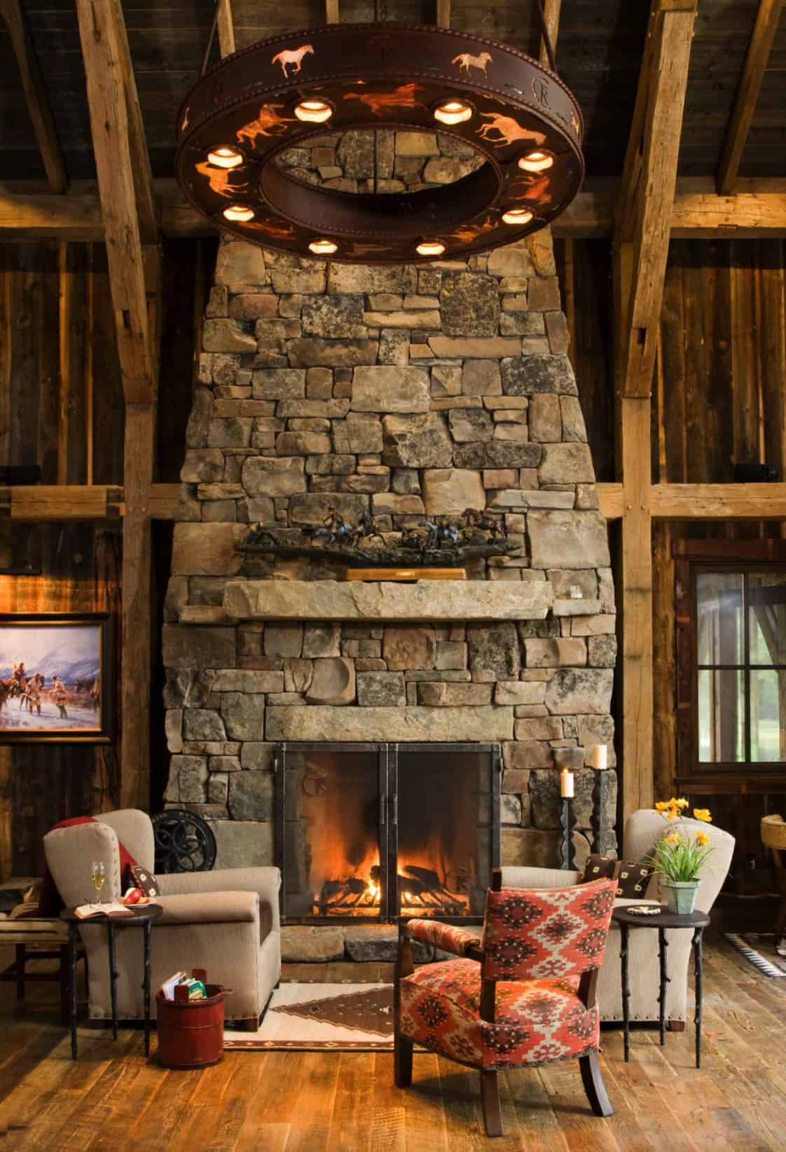 rustic-living-room-with-a-stacked-stone-fireplace