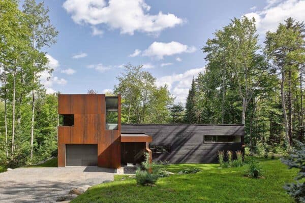 featured posts image for Weathered steel and blackened cedar inspires this Canadian lake house