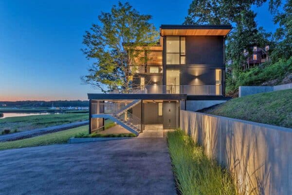 featured posts image for Galvanized steel home offers a woodland escape on the Annisquam River