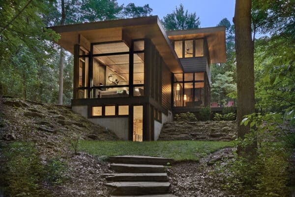 featured posts image for Reconnect with nature in a stunning Michigan retreat under a tree canopy