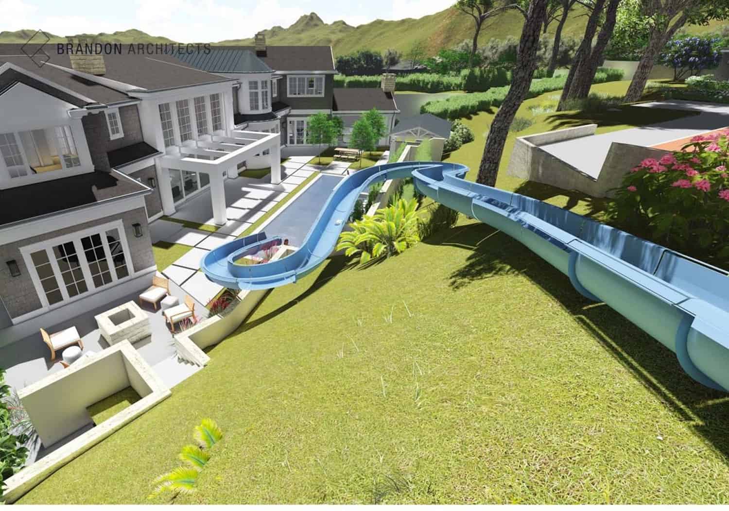 cape-cod-style-home-swimming-pool-waterslide