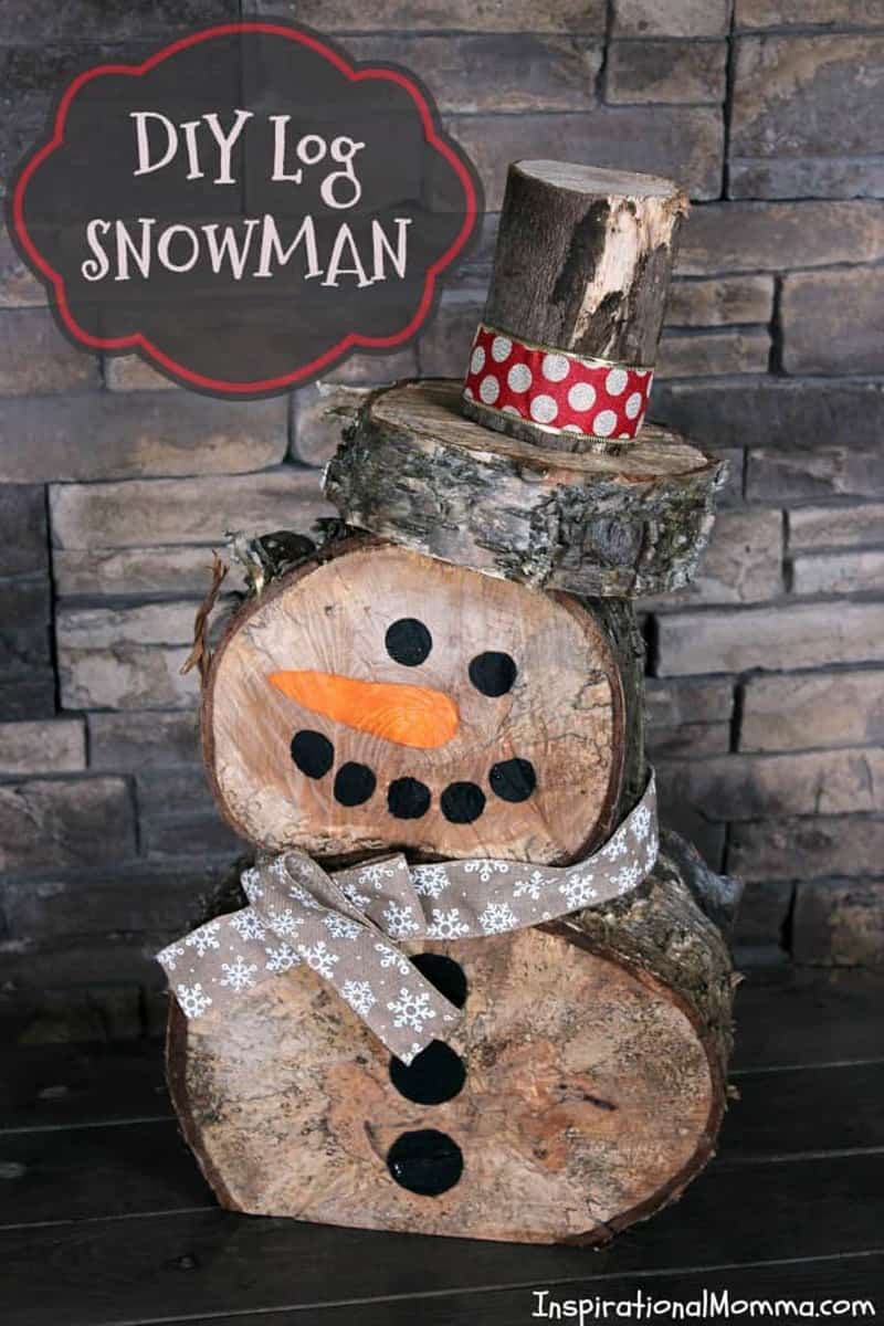 diy-log-snowman