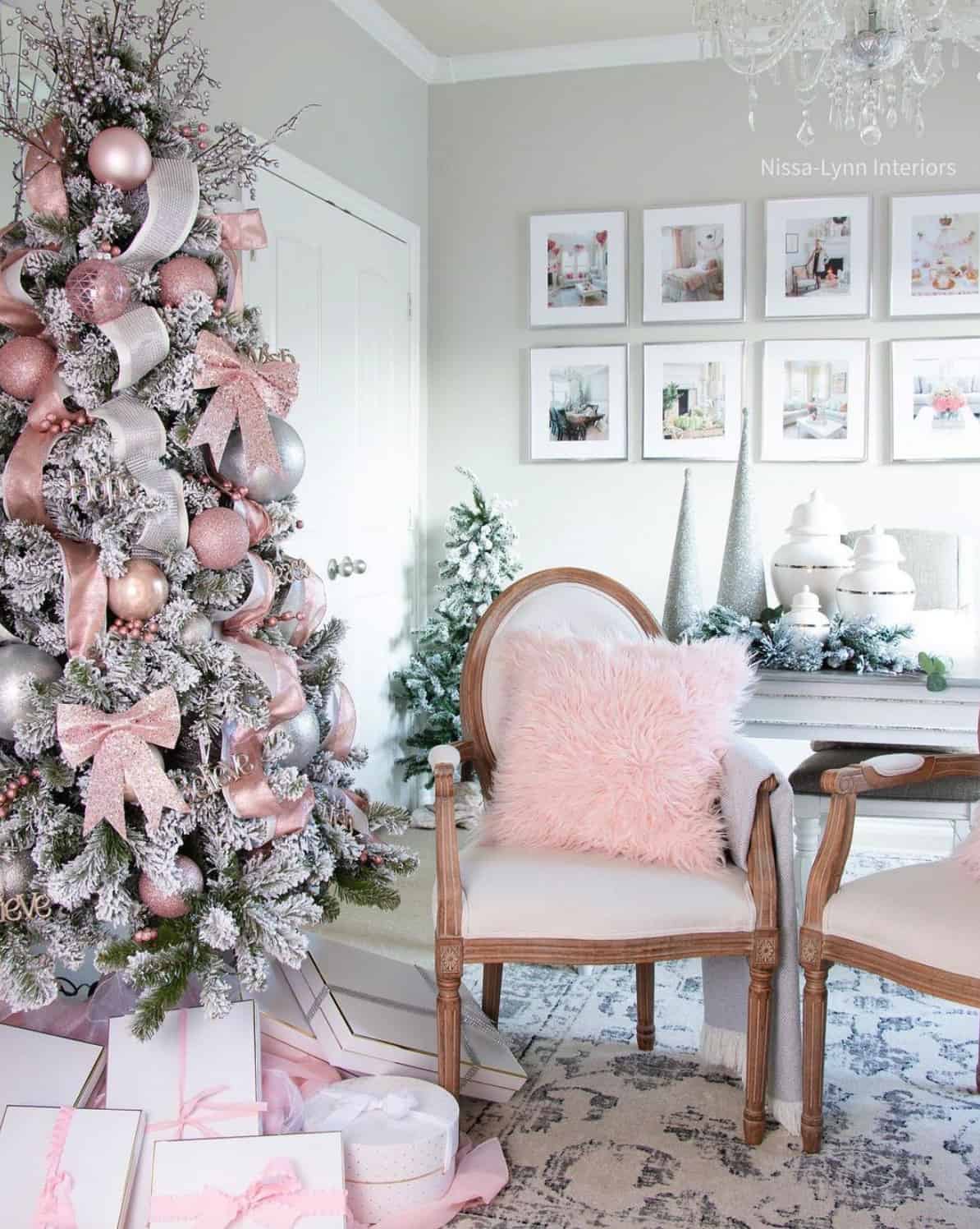 Pink Mini Christmas Tree w/Feather Ornament Cedar Home Office Decor Decoration 