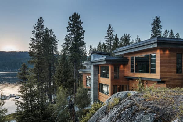featured posts image for A serene lake house cuts into a rocky outcrop in Western Idaho