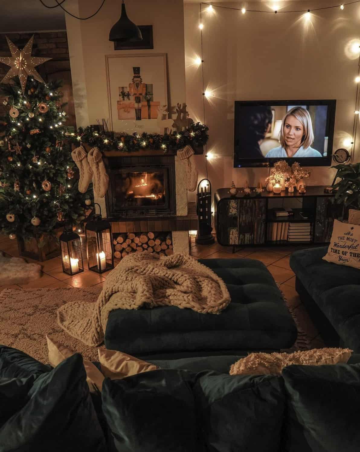 christmas-tree-next-to-the-fireplace