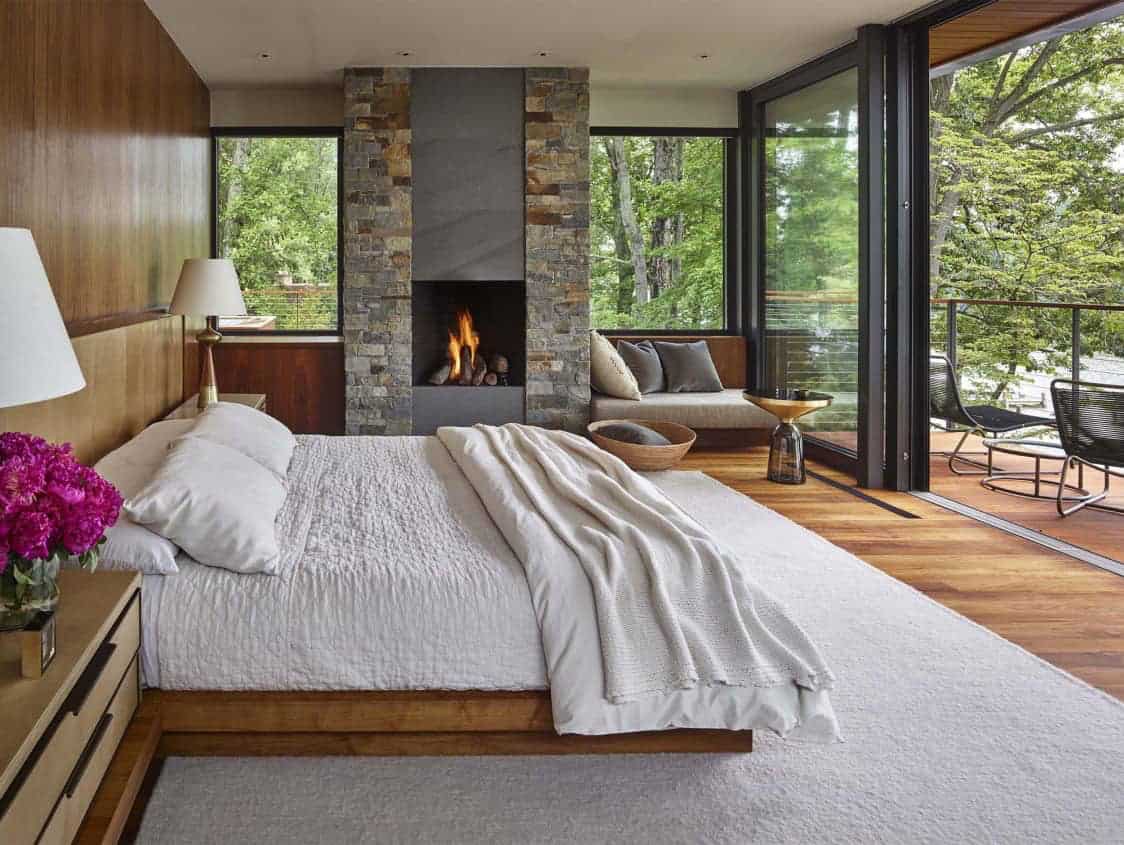 modernist-bedroom-with-a-fireplace