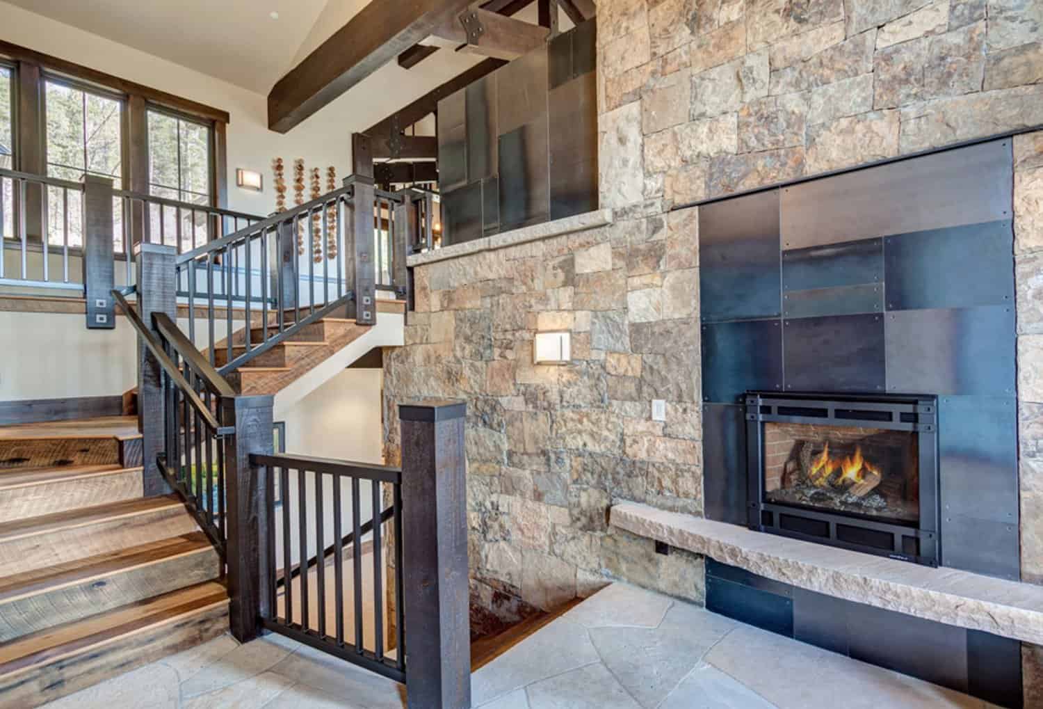 rustic-staircase-with-a-fireplace
