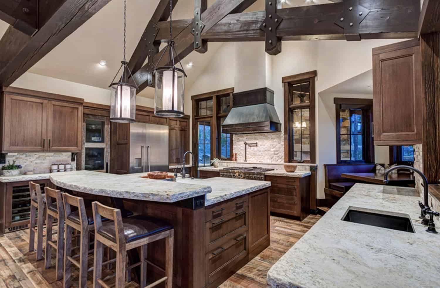 rustic-kitchen-with-wood-trusses