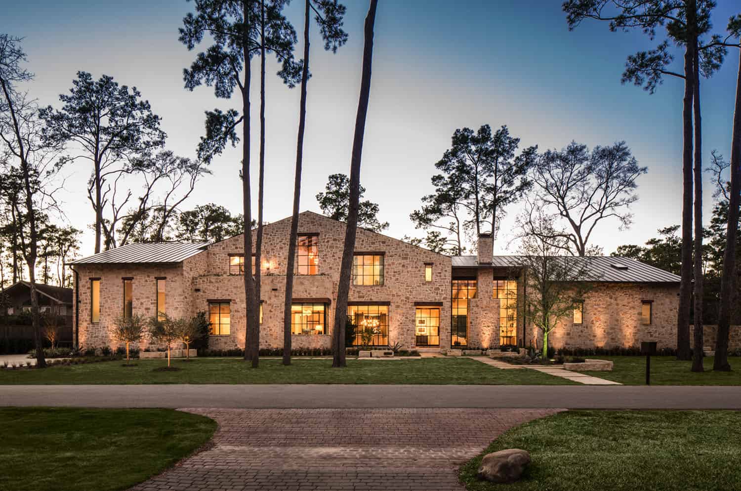 transitional-style-home-exterior-dusk