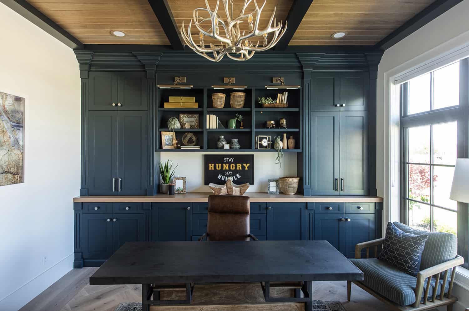 farmhouse-home-office-with-blue-built-in-cabinets