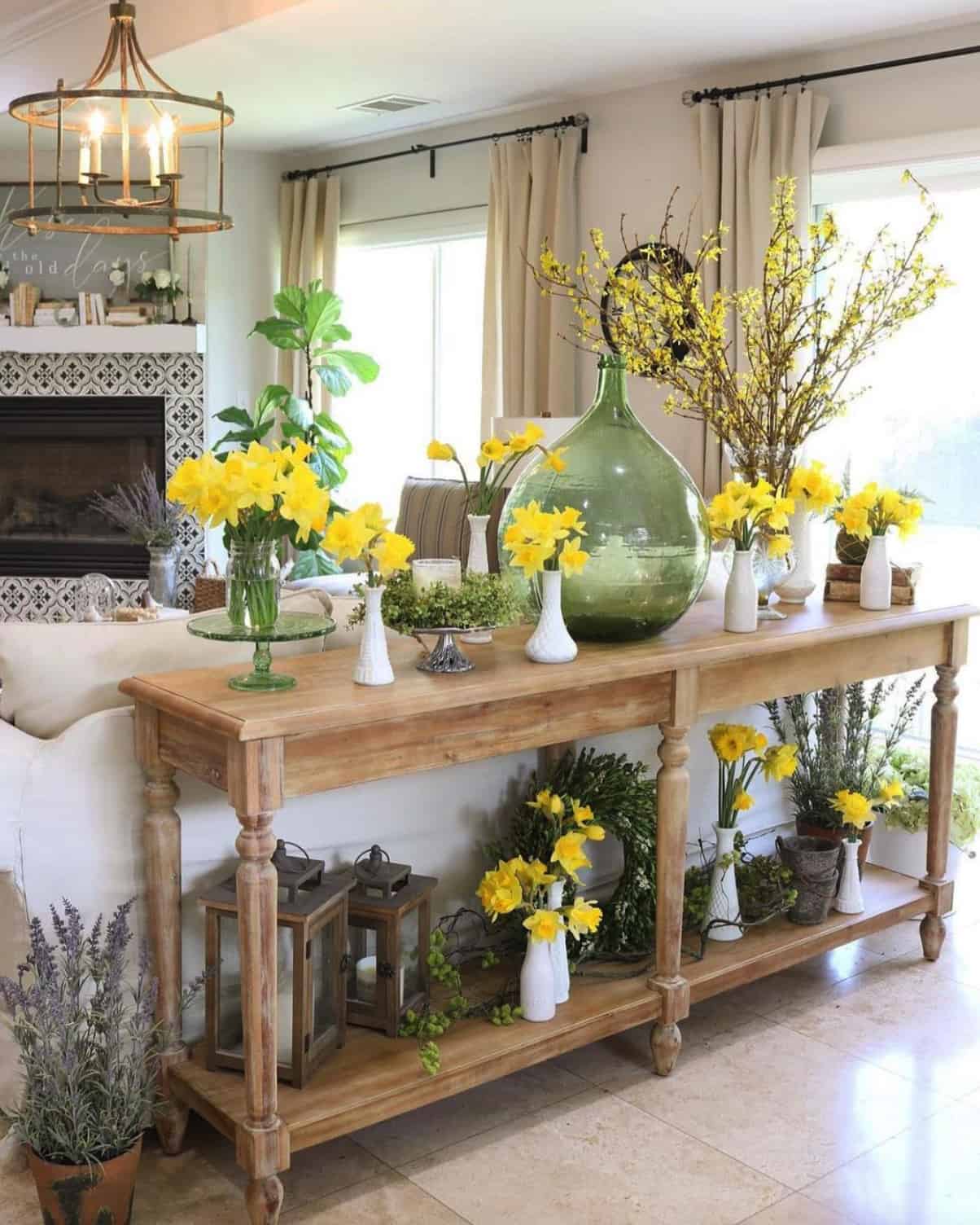 fresh-spring-console-table-with-yellow-flowers
