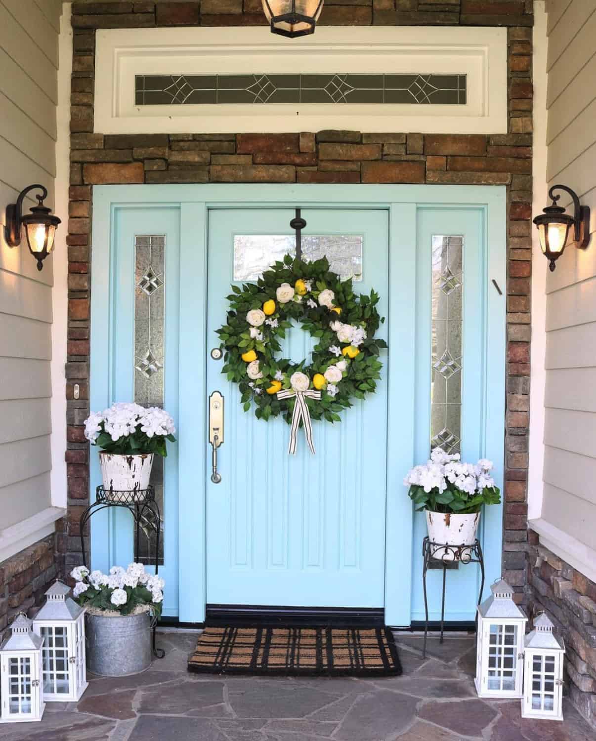 spring-decor-decor-with-a-blue-painted-door