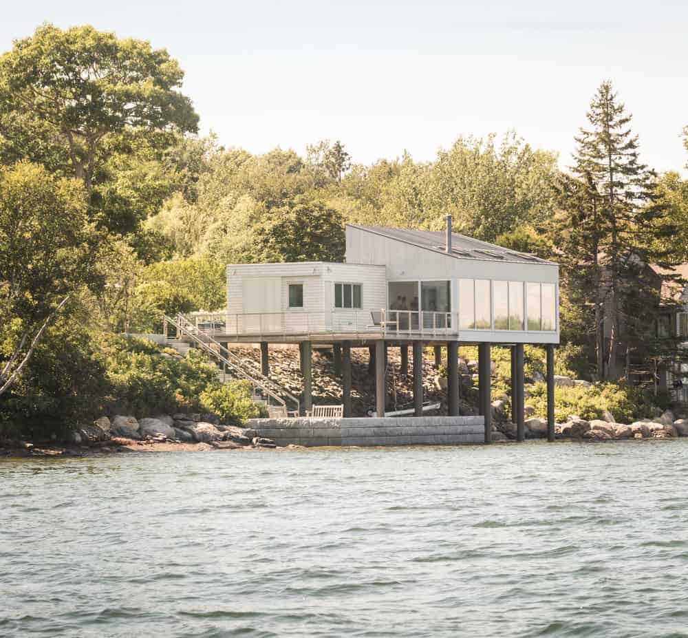 A floating home above the water in Maine boasts breathtaking views