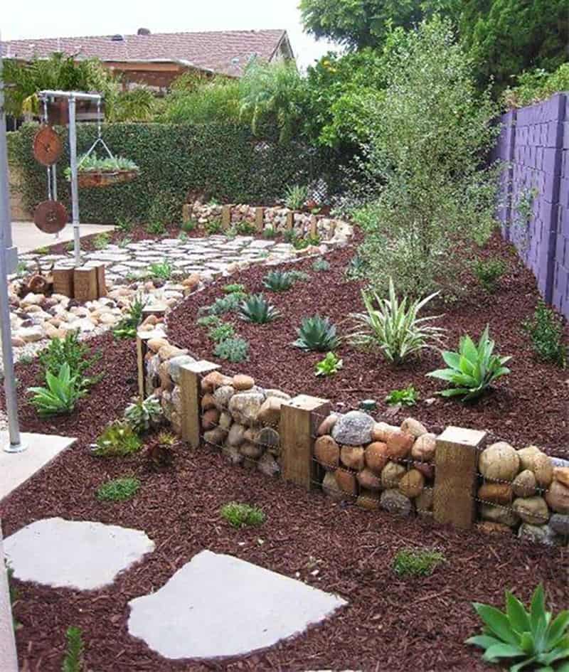 garden-edging-ideas-with-a-gabion-wall