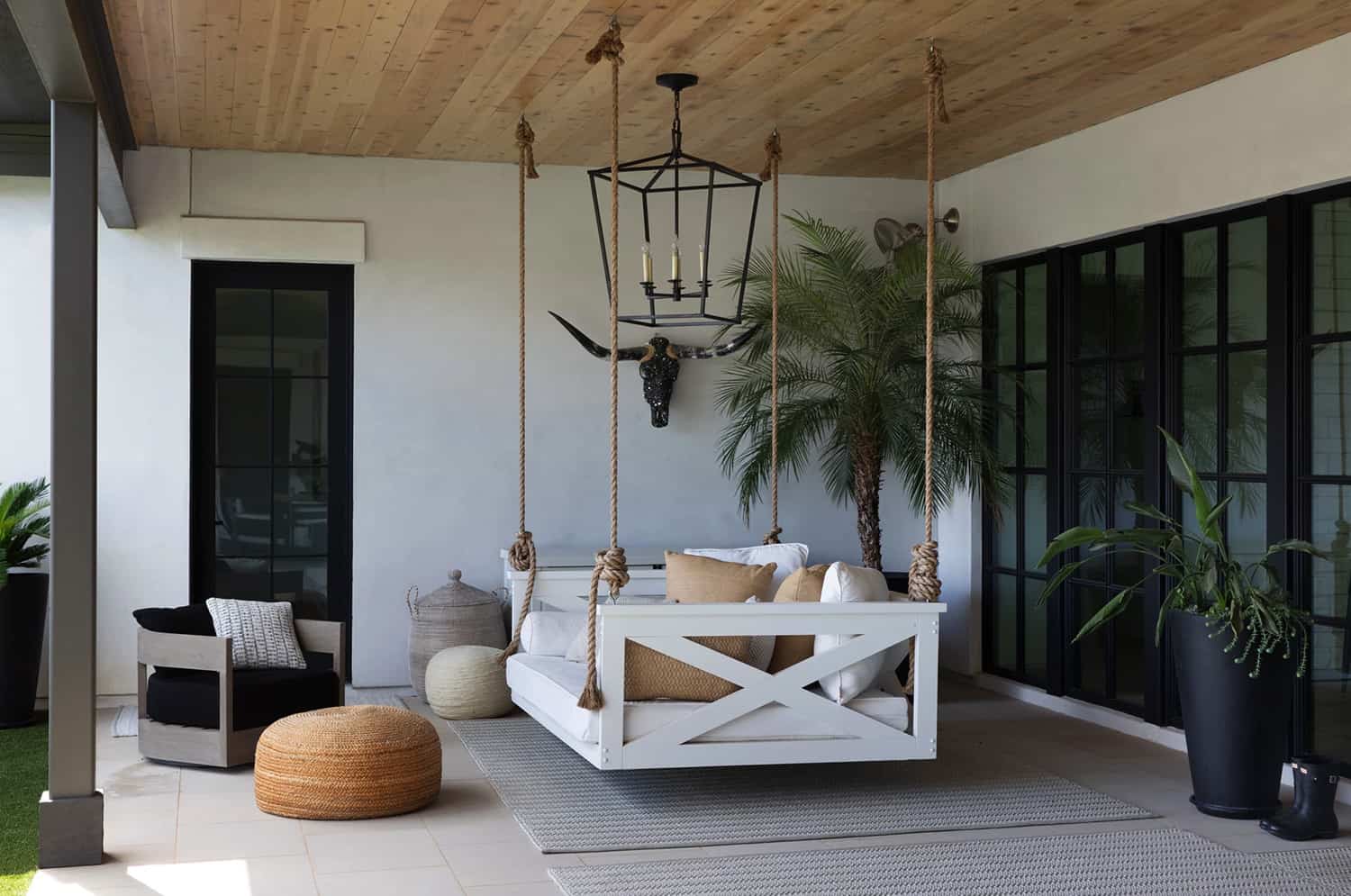 contemporary-patio-with-a-hanging-swing