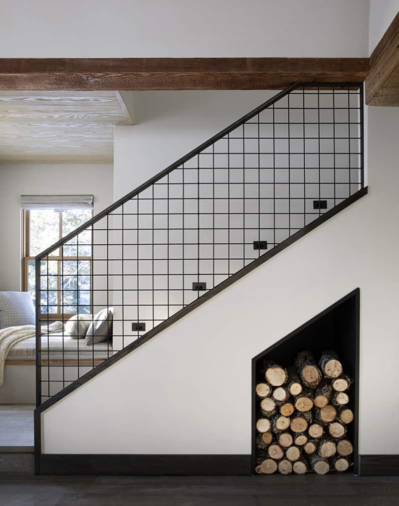 contemporary-rustic-staircase-with-wood-storage