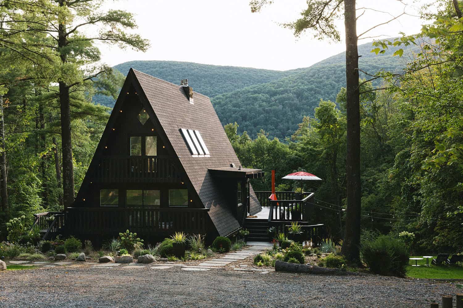 A-Frame cabin is a magical woodland retreat in the Catskill Mountains