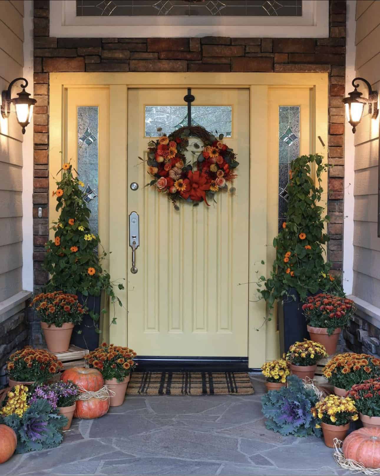 welcoming-front-porch-with-a-yellow-door