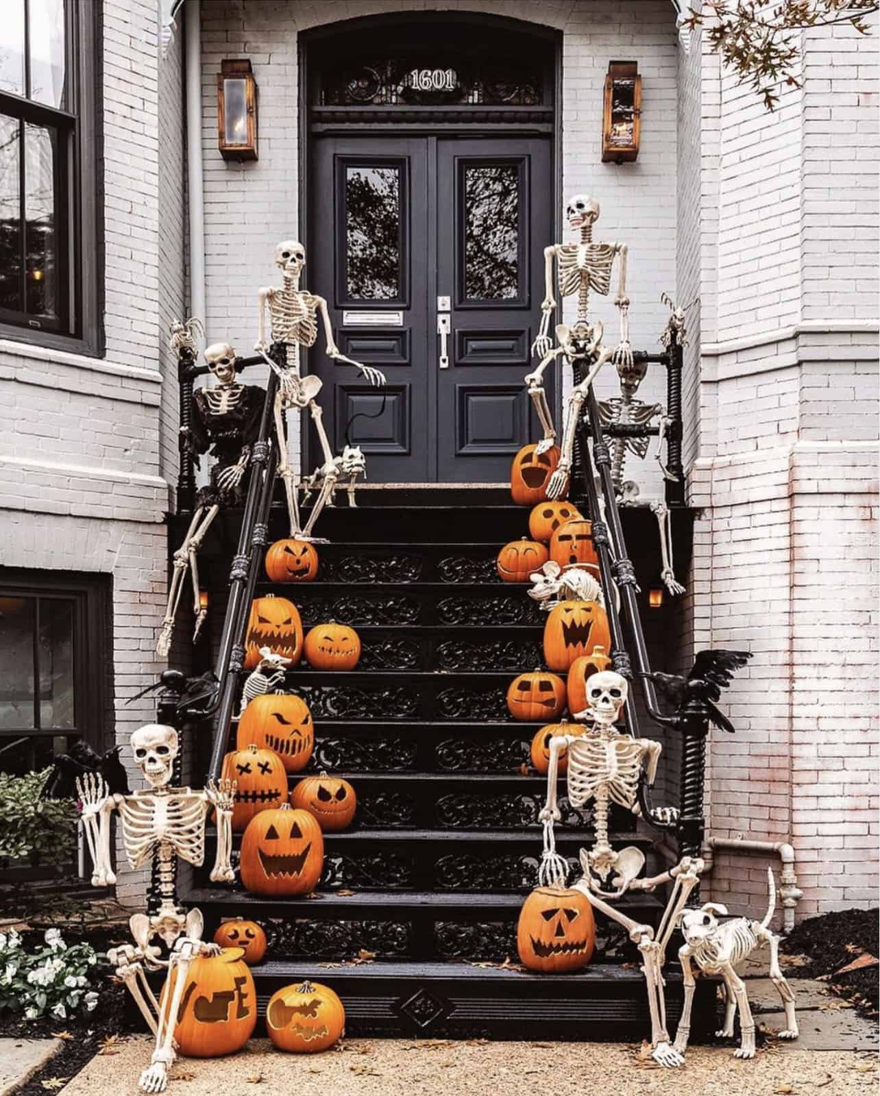 halloween-entry-with-pumpkins-and-skeletons
