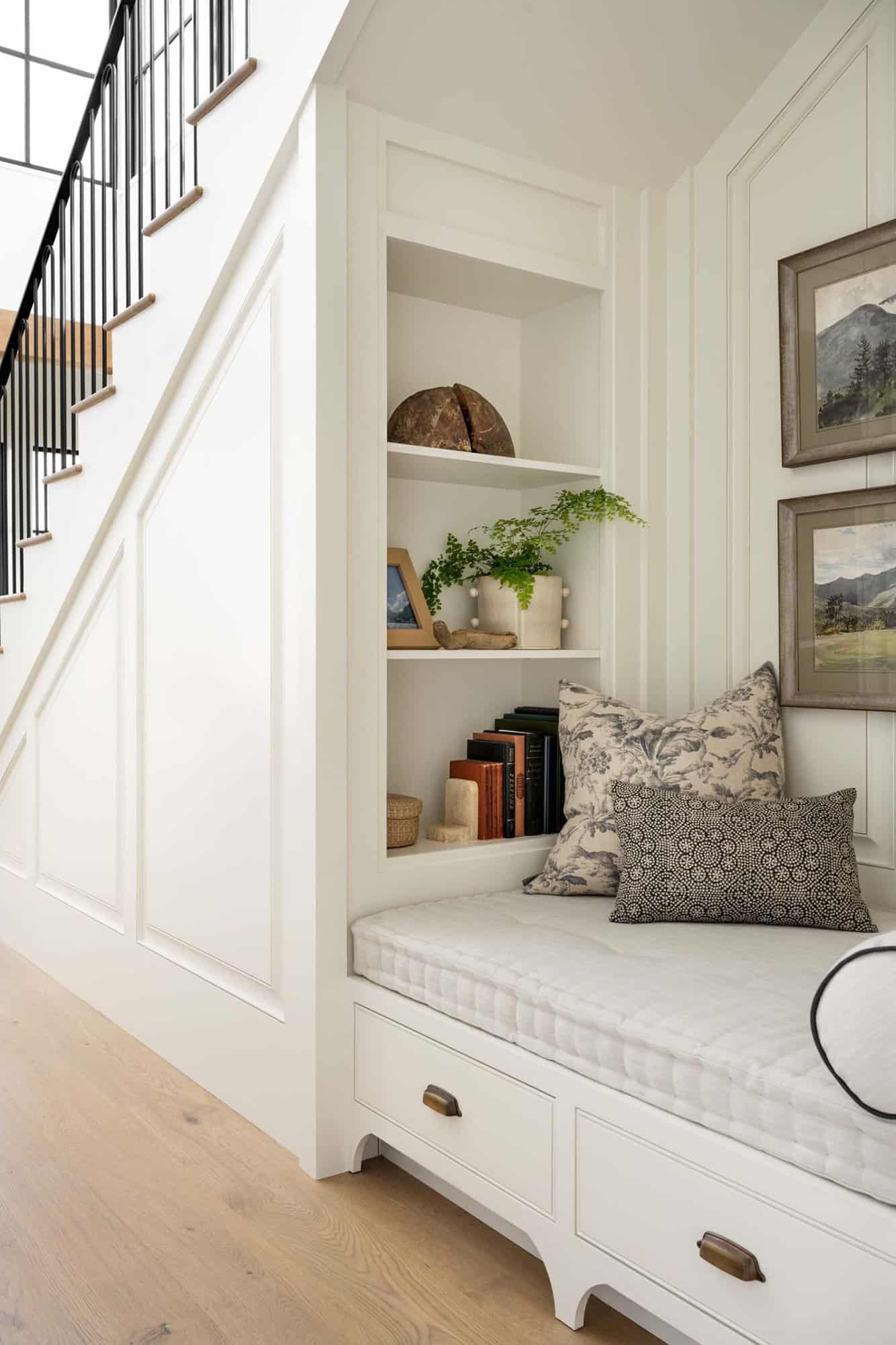 contemporary-under-stairs-reading-nook