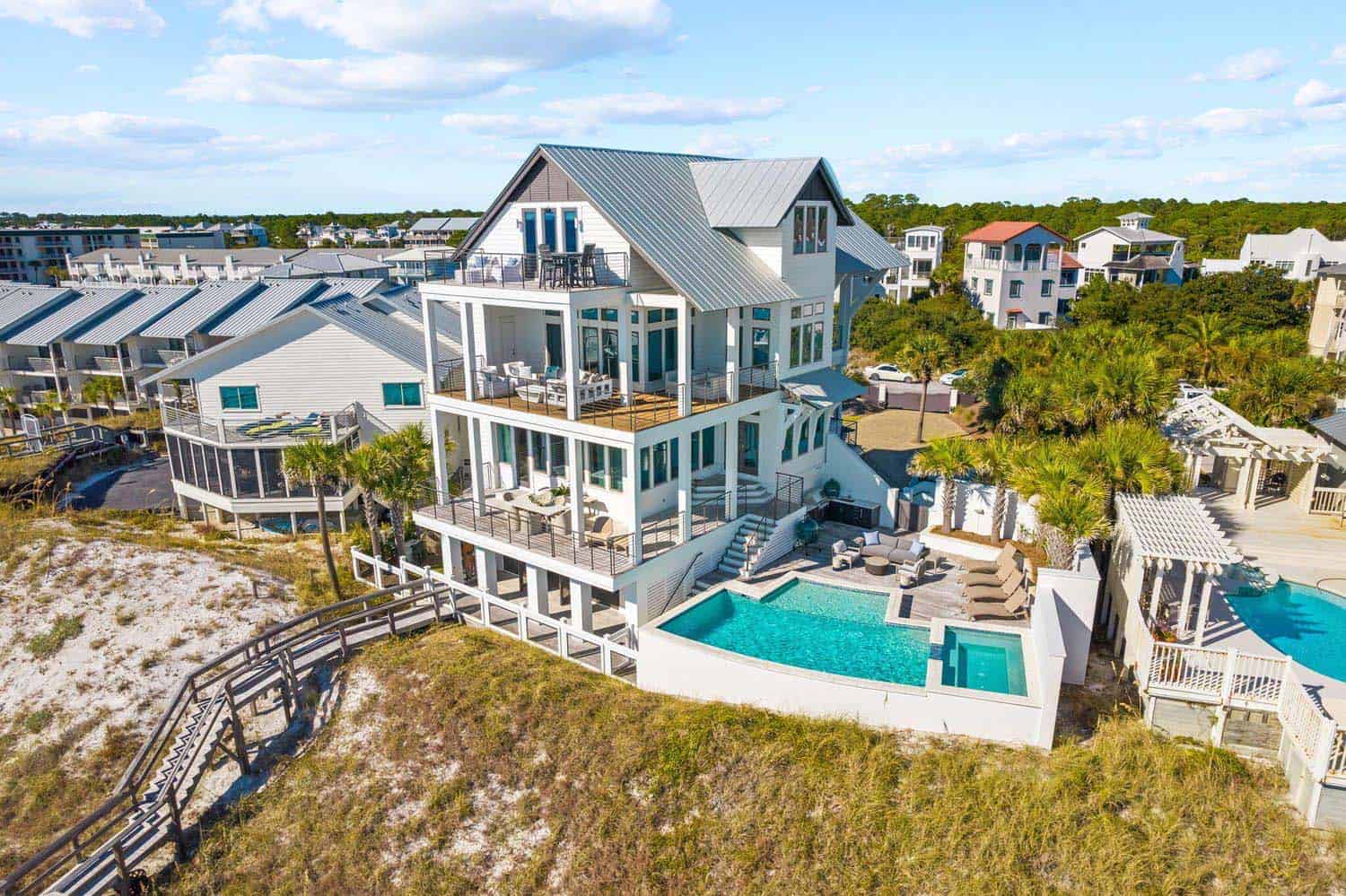 This timeless beach house boasts fantastic views of the Gulf of Mexico