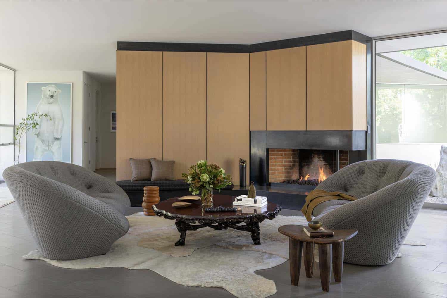 mid-century-living-room-with-a-fireplace
